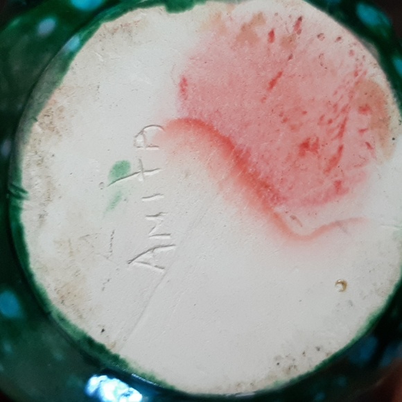 Hand Made Small Dripped Glaze Green Pitcher Vase - Picture 7 of 8